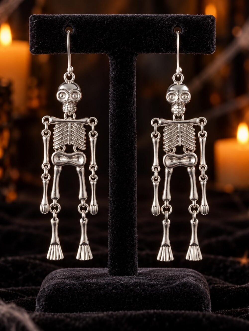 Silver Skeleton Dangle Earrings - Women Jewelry
